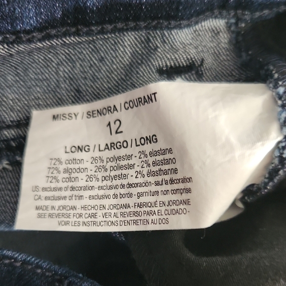 Gloria Vanderbilt Jeans Amanda 12 LONG Dark Wadh Blue High Rise - Picture 10 of 10